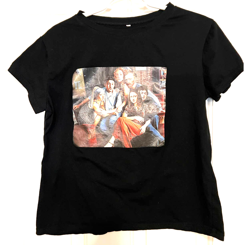 Madonna & Friends Black T-Shirt from the Friends TV Show Size‎ L 21" Long x 19"